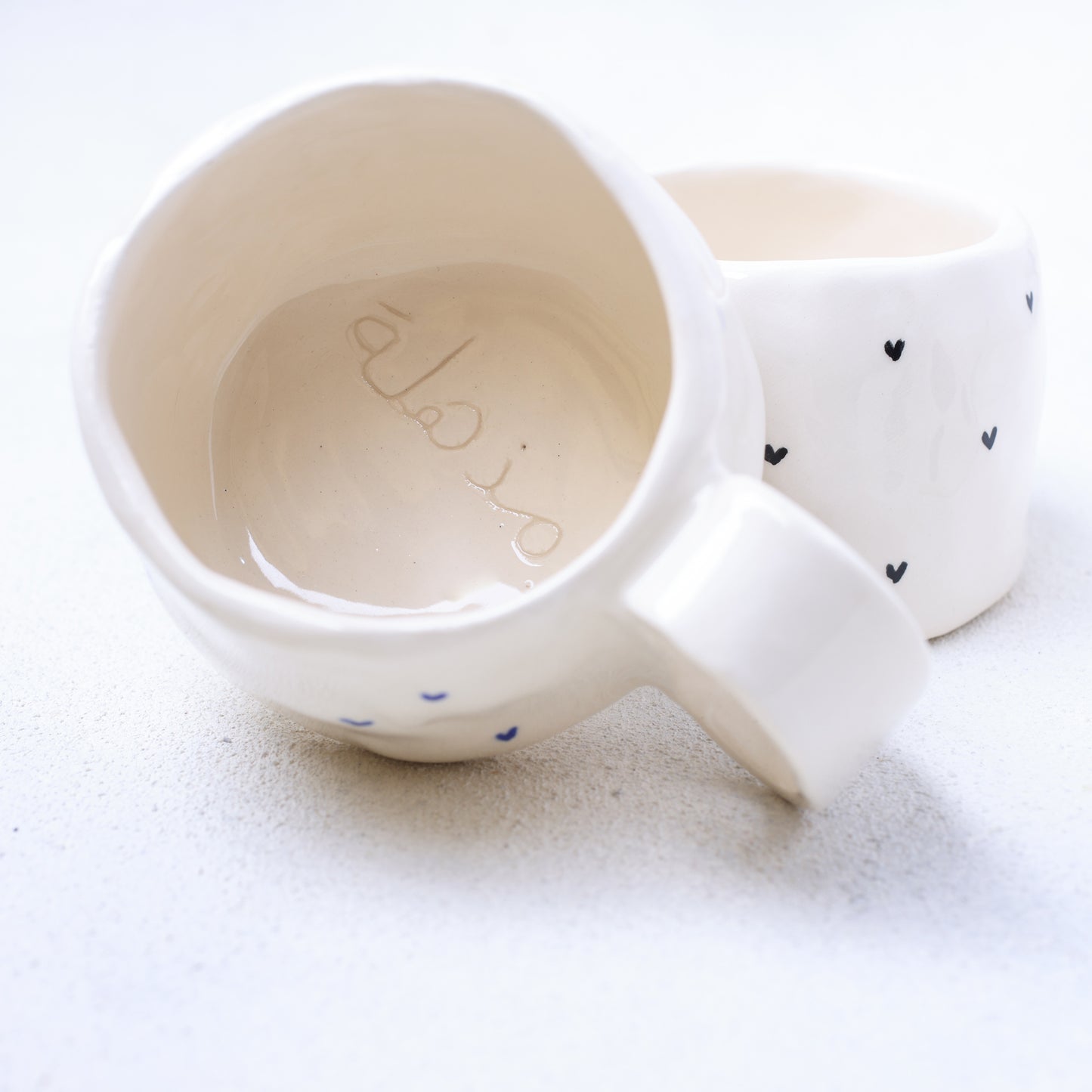 Hanin Pottery Cup Blue Hearts