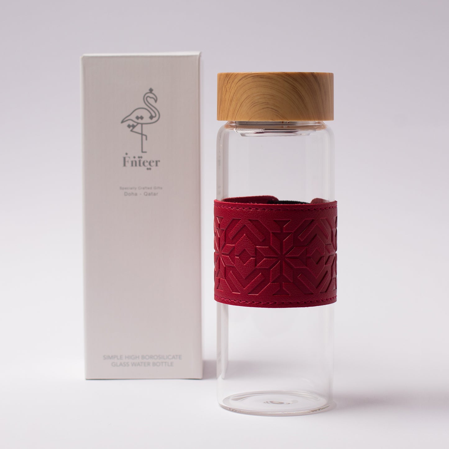 Sadu Glass Water Bottle Maroon