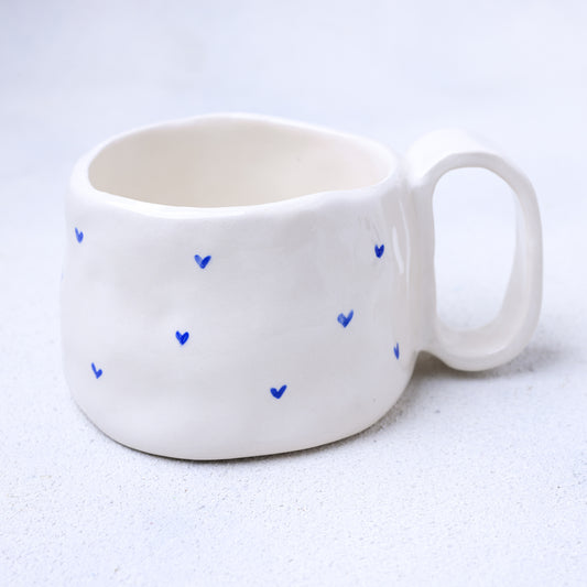 Hanin Pottery Cup Blue Hearts