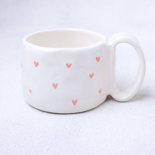 Hanin Pottery Cup Pink Hearts