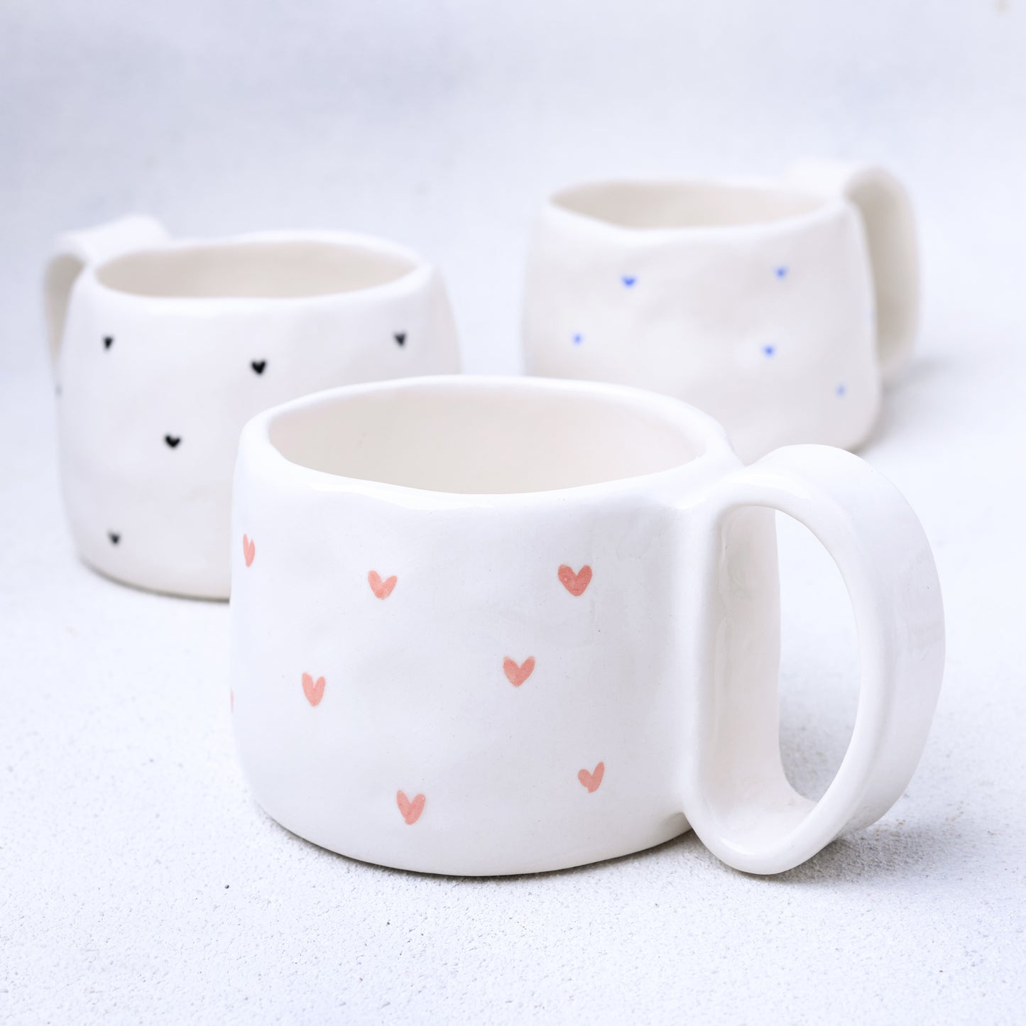 Hanin Pottery Cup Blue Hearts