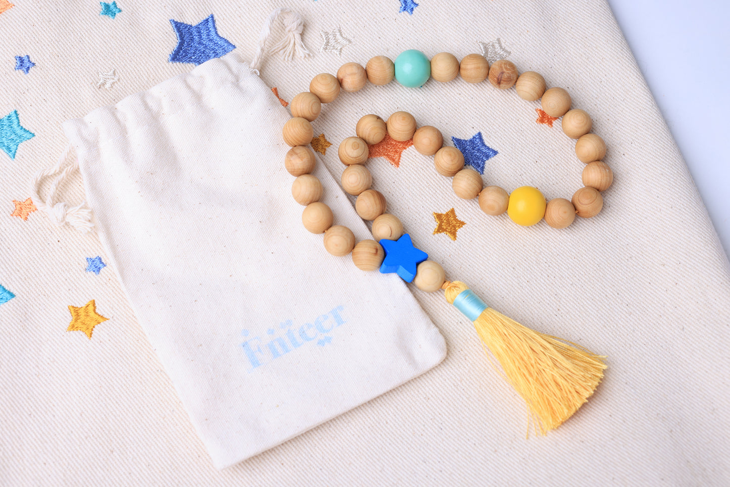 Kids Natural Wood Misbaha Yellow