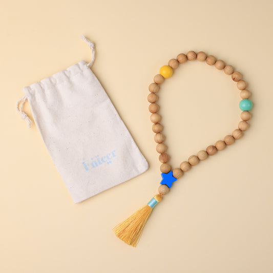 Kids Natural Wood Misbaha Yellow